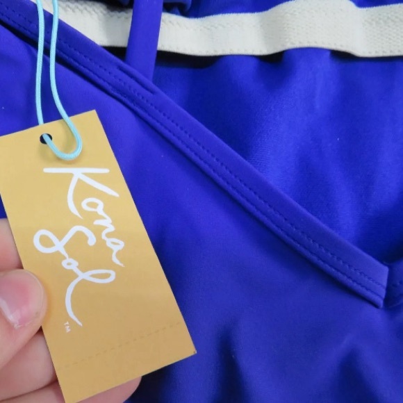 NWT [Kona Sol] One-Piece V-Neck Scoop Back Royal Blue Swimsuit Women’s Sz XS-20W - Picture 6 of 14
